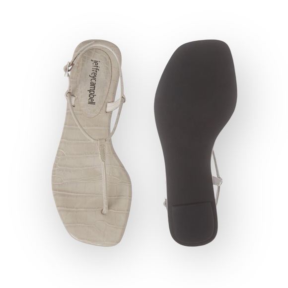 new Jeffrey Campbell ✌︎︎ Boca Minimalist Strappy Flat Sandal ✌︎︎ Grey Croc ✌︎︎ 6 - Picture 3 of 15